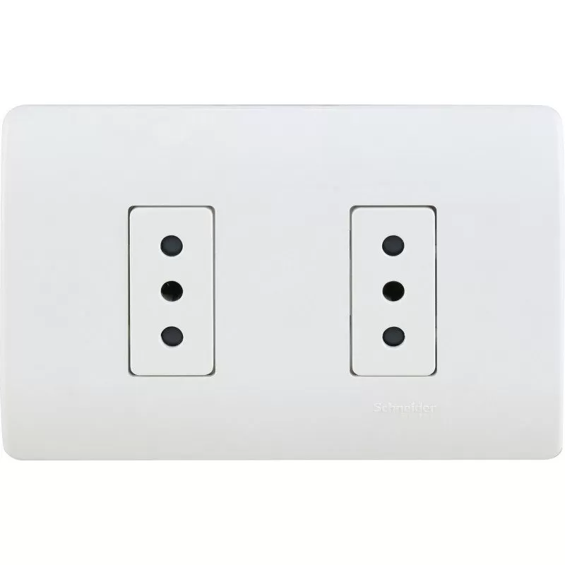 Tomacorriente embutido doble blanco 10A