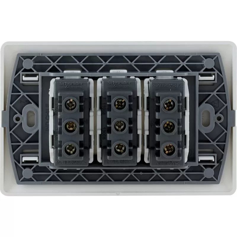 Tomacorriente embutido triple blanco 10A - Imagen 2