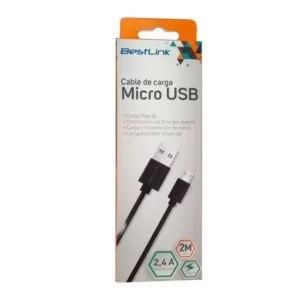 Cable de carga rapida micro USB 2.4 Amp, 2 metros