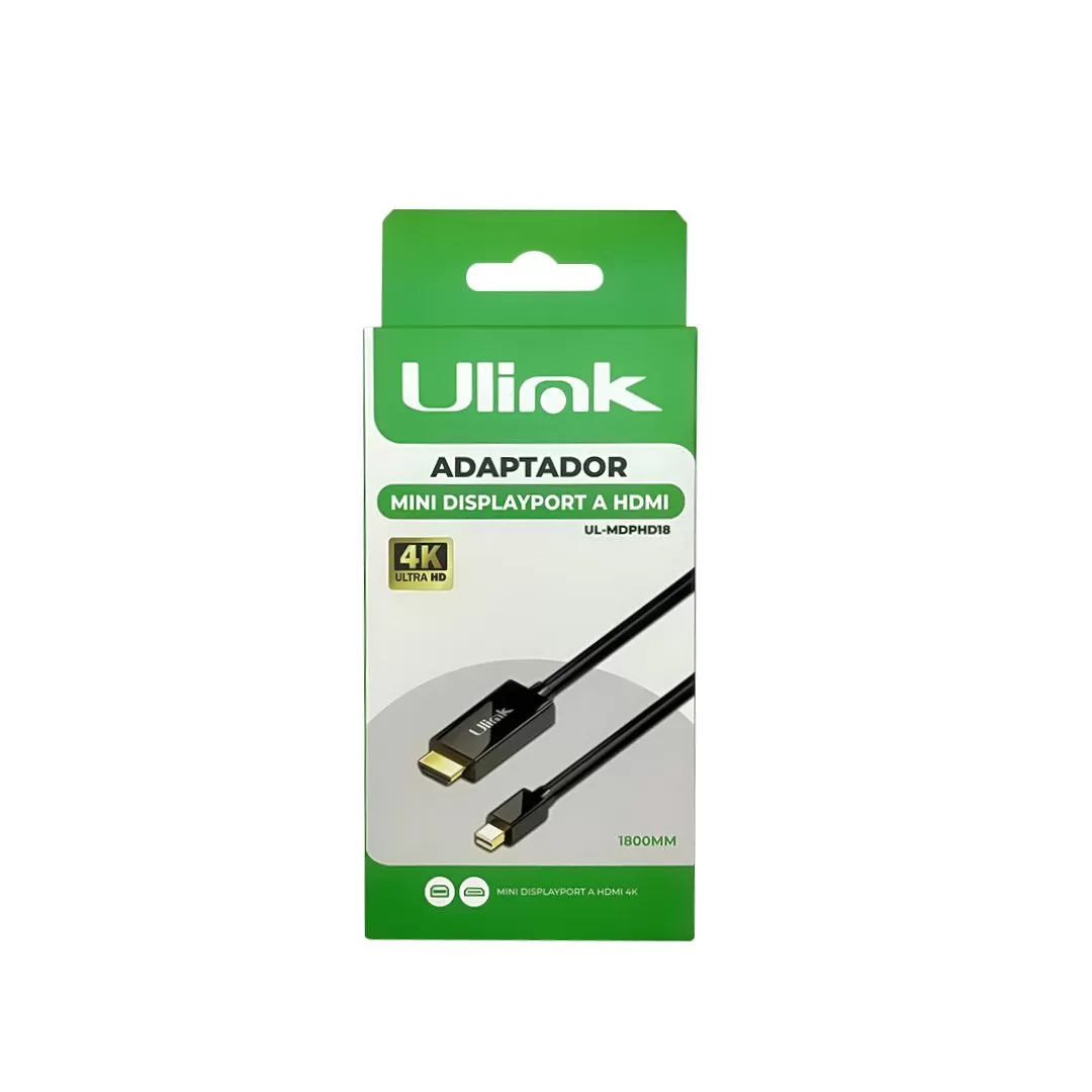 Cable Adaptador Mini DisplayPort a HDMI 4K 1,8M UL-MDPHD18 - Imagen 2
